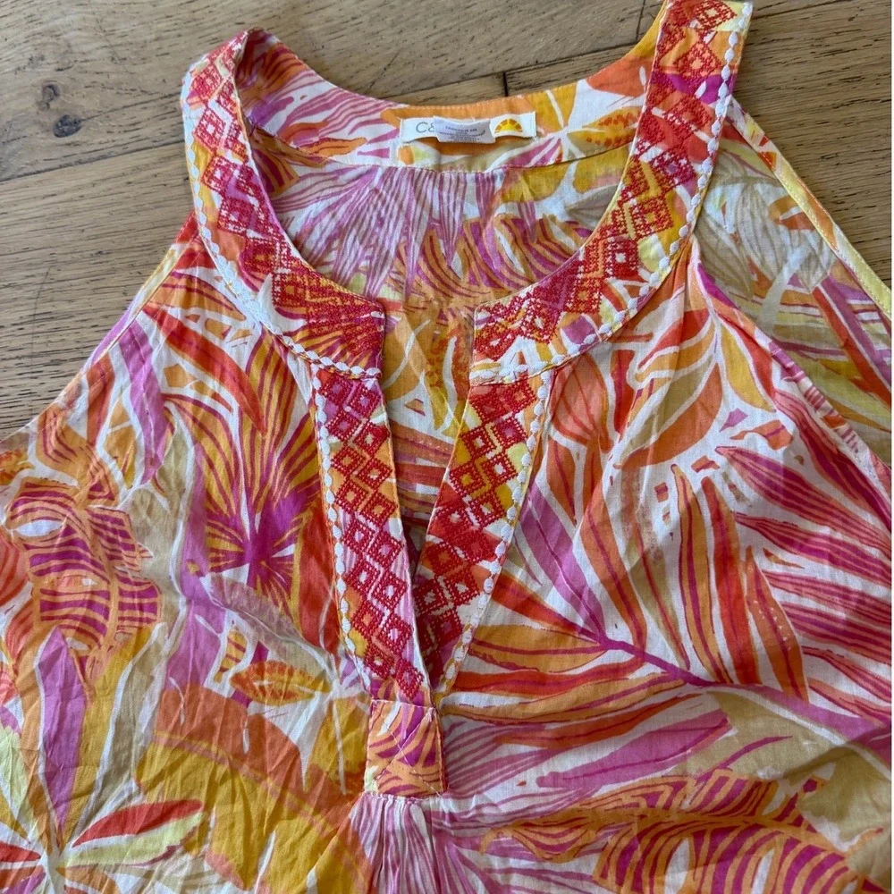 C&C California Tropical Skirt Set L & XL Pink Orange Boho Summer (2118)‎